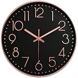 Liseng Quartz Silent Wall Clock, Children's Clock for Living Room/Bedroom, Decor, Round, Modern Atomic Mute Wall Clock 12 I