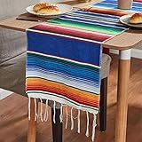 HOMEIEU Karierter Tischläufer, Regenbogen Tischläufer, Tischdecke Im Mexikanischen Stil, Bunt Gestreifter Tischläufer, Dinner Party Weihnachtsdekoration 13 x 215