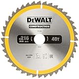 DeWalt Bau-Kreissägeblatt für Stationärsägen/Kreissägenblatt (216/30 mm 40WZ, universeller Einsatz und Querschnitte) DT1953