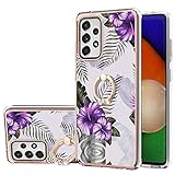 Lavender1 Hülle Kompatibel mit Samsung Galaxy A52 5G - Handyhülle Transparent TPU Flexible Marmor Bumper Schutzhülle 360 Grad Stoßfest Ring Ständer Handy Hülle für Samsung A52 5G Case (K,A52 5G)