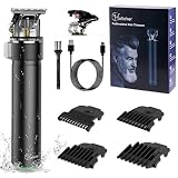 Hatteker Haarschneider Bartschneider Barttrimmer Haartrimmer Electric Pro Li T-Klingenschneider für Männer Akku-Haarschneidemaschine Barbershop Wasserdichter USB-Wiederaufladbar (Schwarz)