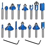 EypiNS Fräser-Set, 6.35mm 1/4' Schaftbohrer Fräsen Werkzeug Set 15-tlg Geschmiedeter Werkzeugstahl Fräser für Oberfräse Holzfräser Holzschneider Holzbearbeitung in Holzk