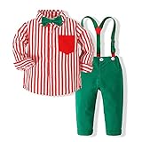 GUOQUN-SHOP Baby Kleidung Formale Outfit des Babys Sets Gentleman Langarmshirts und Hosenträgerhosen mit Fliege (Color : Wine, Size : 5-6 Years)