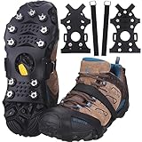 JOOLESER Schuhspikes,Schuhkrallen,Steigeisen,Schuh Spikes für Bergschuhe,mit 11 Noppen,Das einzig Innovative Design bei Amazon,Ice Klampen,Eisspikes für Den Stiefel,Schuhkralle. (Black, L)