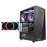 ATX Case Mid Tower Gaming-Gehäuse mit 1 x gehärtetes Glasfenster, I/O Panel USB 3.0/USB 2.0/Audio Ports, Panel mit ARGB Lichtleiste, mit Farblüfter (Größe : 7 Lüfter)