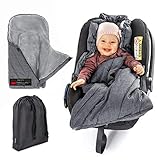 Zamboo Fußsack 3M für Babyschale - Baby Winterfußsack mit Thinsulate Füllung, warme Mumien Kapuze, Tasche - Grau (Basic)