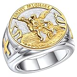 FaithHeart Edelstahl männer Sigelring Bandring Saint Michael Schutzpatron Fingerring Bandring mit Geschenkebox