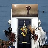 Halloween Concept Hands Out Ground Full Halloween Outdoor Dekorationen Halloween Veranda Schild Banner mit Kürbis Geist Spinne Muster Home Decor für Haustür Garten Party