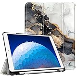 Fintie Schutzhülle für iPad Air (3. Generation) 10,5 Zoll 2019 / iPad Pro 10,5 Zoll 2017 - [SlimShell] Ultraleichte Stand-Schutzhülle mit integriertem Stifthalter, Auto Wake/Sleep (Wolkenmarmor)