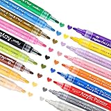 Hotchy Acrylstifte Marker Stifte, 18 Farben Premium Wasserfest Bemalen Stifte Set Acrylfarben für Steine Scrapbooking DIY Fotoalbum Gästebuch, Stein, Leinwand, Papier, Glasmalerei, M