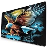 Großwild-Mauspad,Adler Wolf Kunstdruck,Rutschfester Schreibtisch-Pad-Schutz,Schreibtisch-Schreibmatte für Desktop,Computer-Laptop,15.8'x29.5'
