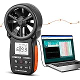 BTMETER BT-866A Pro Handheld HVAC Anemometer für CFFM Luftstrom, Windgeschwindigkeitsmesser, Messgerät misst Windgeschwindigkeit, Temperatur %RH Taupunkt mit USB Sync zum PC