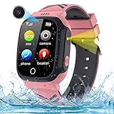 AOYMJRS Smartwatch Kinder Telefon Smart Watch Kinder Handy Uhr mit LBS Tracker Wasserdicht Touchscreen Anruf Voice Chat SOS Kamera Wecker, Geschenk für Kids Junge Mädchen Student (Kein GPS)