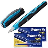 Pelikan Füllhalter Style Neon, Feder M [ blau ] + 10 Patronen Großraum GT