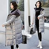 GRGFG Winterjacke Damen,Damen Wintermäntel Grau Fashion Hood Slim Lange Warme Mäntel Parka Mantel Leichter Steppmantel Freizeitkleidung Lose Outdoor Winddichte Parka Jacke,L