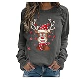 Weihnachten floryday Rugby Shirt tk maxx Tshirt Kapuze Damen Langarmshirt Damen v-Ausschnitt Oberteile Damen Winter Tshirt Teenager mädchen Herbst Klamotten Damen F