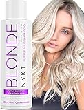 Blond Shampoo (500ml) Sulfatfreies Silbershampoo für Blondes Haar Graues Haar Gebleichtes Haar Blauer Shampoo Damen Toner für Blondes Haar - Anti Gelbstich Shampoo Purple Shamp
