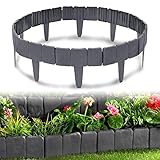 HENGMEI Rasenkante in Steinoptik 5m Beetumrandung Mähkante 20 stücke Randsteine Kunststoff Beeteinfassung Gartenzaun 1 Element (L x H): 25cm x 23cm,