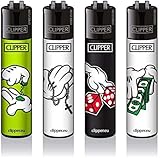 Clipper Cartoon Hands #2 Original Lighter Flints 4 Set Feuerzeug Schlüsselanhänger Flaschenö