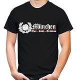 München Ehre & Stolz Männer und Herren T-Shirt | Fussball Ultras Geschenk | M2 FB (XL, Schwarz)