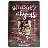 Nostalgic-Art Retro Blechschild, Open Bar – Whiskey – Geschenk-Idee für Spirituosen-Fans, aus Metall, Vintage-Design zur Dekoration, 20 x 30