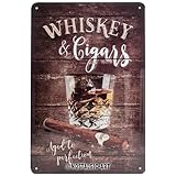 Nostalgic-Art Retro Blechschild, Open Bar – Whiskey – Geschenk-Idee für Spirituosen-Fans, aus Metall, Vintage-Design zur Dekoration, 20 x 30