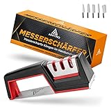 AMYRO Manueller Messerschärfer – 3 Stufen Messerschleifer Profi Fein-, Grob- & Präzisionsschliff - Knife Sharpener Diamant & Keramik - Messer Schleifgerät inkl. S