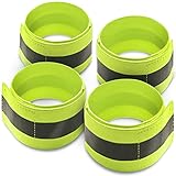 Movoja 4er-Set Reflektoren für Arme und Beine | für bessere Sichtbarkeit im Dunkeln | zum Joggen, Radfahren, Reiten UVM. | elastisch | mit Klettverschluss | neon-gelb | Reflektor Sicherheitsb