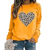 RWXXDSN Damen Top Leopardenmuster Liebe Kapuze Plus Fleece Langarmp