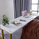 FFYUE Massivholz-Kreuz Nachttisch, Langer Computer-Tisch Und Dresser Integriert, Mit Schubladen, Klavier Painted Table Top, Gerösteter Gold-Stahl-Rohr-Beine, Schlaf- / Wohnzimmer/Küche,A,230CM