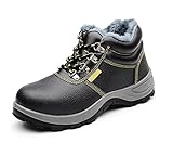 Arbeitsschuhe mit Stahlkappe wasserdicht Herren Sicherheitsstiefel mit Stahlkappe Stahlkappen Schuhe Work Shoes, Schwarz, 43 EU