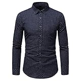 Buby Herren Dot Plaid Langarm Revers Slim Fit Button Down Sweatshirt Strickjacke Männer Klassisch Retro Formal Business Bequem Leicht Schnell Trocknend Pullover Tops Große Größe Outwear T-S