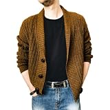Herren Revers Strickjacke Modisch Langarm Einreiher Lässig Einfarbig Täglich Pendeln Einfach Basic Pullover Pullover M