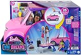 Barbie GYJ25 - 'Bühne frei für große Träume' Fahrzeug-Spielset, pinker SUV, Zweisitzer mit Bühne, Schlagzeug und Zubehörteilen, Geschenk für Kinder von 2 bis 7 J