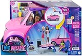 Barbie GYJ25 - 'Bühne frei für große Träume' Fahrzeug-Spielset, pinker SUV, Zweisitzer mit Bühne, Schlagzeug und Zubehörteilen, Geschenk für Kinder von 2 bis 7 J