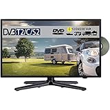 REFLEXION LDDW-190 Wide-Screen LED-Fernseher (19 Zoll) für Wohnmobile mit DVB-T2 HD, DVD-Player, Triple-Tuner und 12/24 Volt Kfz-Adapter (HD Ready, HDMI, USB, EPG, CI+, DVB-T Antenne), schw