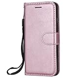Fashion Flip-Phone-HülleSolid Color Case für Samsung Galaxy S20 Fe S21 S10 S9 S8 Plus A21S A42 A52 A72 A10 A20E A40 A50 A51 Kartensteckplatzabdeckung,Roségold,Für S7 Edg
