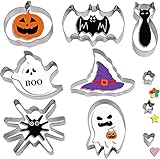 10 Stück Halloween Ausstecher,Halloween Ausstechfomen Set,Fondant Ausstecher Set,Plätzchen Ausstecher,Keksausstecher Kürbis,Geist Halloweenkekse S