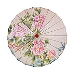 Baoblaze Regenschirm Sonnenschirm Deko Schirm Tanz Schirm, Chinesischer Stil, aus Bambus und Seidentuch - D
