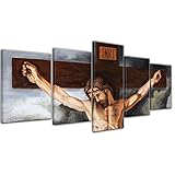 Bilderdepot24 Bild auf Leinwand | Jesus am Kreuz in 200x80 cm mehrteilig als Wandbild XXL | Wand-deko Dekoration Wohnung modern Bilder | 210016