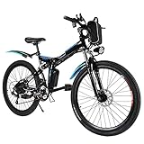 Speedrid Elektrofahrrad 26 Zoll Elektro-Faltrad für Erwachsene E-Bike Elektro-Mountainbike mit doppelter Stoßdämpfung, Schriftart und Scheibenbremsen hinten und professionellem 21-Gang-Gang