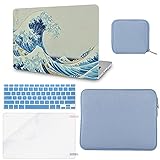 WOCADI 5in1 Hülle Kompatibel mit MacBook New Air 13 Zoll (2021/2020) A2337 M1/A2179 (Touch ID) Retina Display Hard Shell Cover Slim Sleeve Pouch Keyboard Cover Displayschutzfolie (Japanische Welle)
