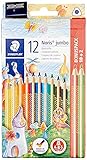 STAEDTLER 128 NC12P1 Buntstift Noris jumbo (erhöhte Bruchfestigkeit, Dreikantform, ABS-System, attraktive Sternchenprägung, Bonuspack mit 12 brillanten Farben und einem Spitzer)