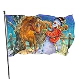 Flagge Weihnachten Landschwein Pferd Gans Eichhörnchen Schneemann Durable Flaggen mit öse Perfekte Dekorationen Flagge für Haus, Hof, Veranda, Dekoration 90x150