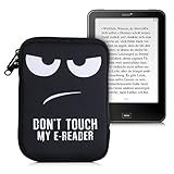 kwmobile Tasche für eReader - Neopren Hülle Schutzhülle Don't Touch My E-Reader Weiß Schwarz - 17 x 12 x 2 cm Innenmaß