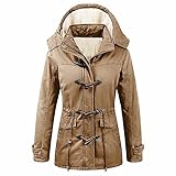 MRULIC Winterjacke Damen Kapuzenjacke Kapuzenpullover Langarm SeitenreißVerschluss Fleecejacke Pullover Mantel Mit Kapuze Winter Jacke Mit Hoodie Tops Bluse Langarmshirts(Khaki,XL)