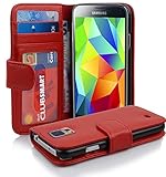 Cadorabo Hülle für Samsung Galaxy S5 / S5 NEO in Inferno ROT – Handyhülle mit Magnetverschluss und 3 Kartenfächern – Case Cover Schutzhülle Etui Tasche Book Klapp Sty