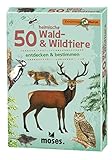 Moses 9739 Expedition Natur - 50 heimische Wald und Wildtiere | Bestimmungskarten im Set | Mit spannenden Quizfrag