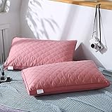 QYJN Kopfkissen, 2er Set Kissen 48x74, Füllung Mikrofaser, Schlafkissen Fest & Stützend, Kissen Weich Atmungsaktiv Bett Seitenschläferkissen für Flauschigen Komfort (Pink,high Pillow)