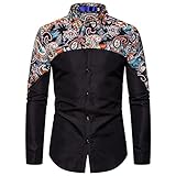 Shirt Herren Frühling Und Herbst Neue Nachtclub Persönlichkeit Spleißen Cashew Print Herren Langarm Slim Fit Herren F